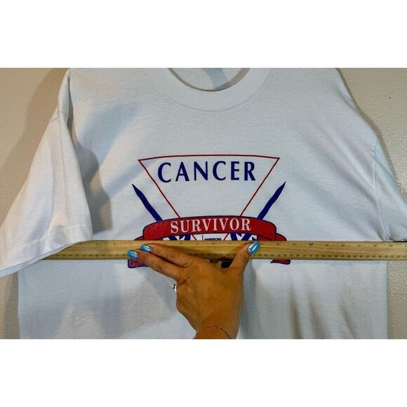 Vintage Single Stitch Fruit of The Loom Made in The USA Cancer Survivor T-Shirt - Picture 5 of 6
